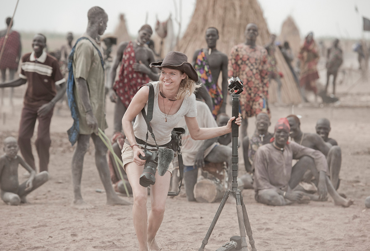 Stephanie with her camera during a journey in South Sudan