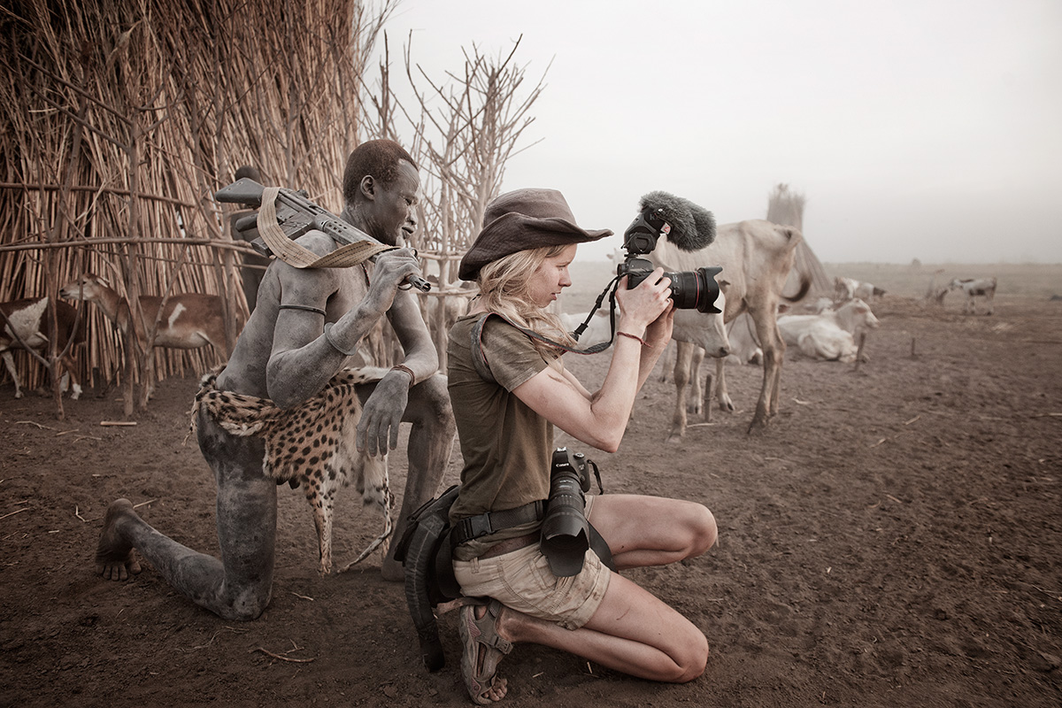 Stephanie photographing in South Sudan